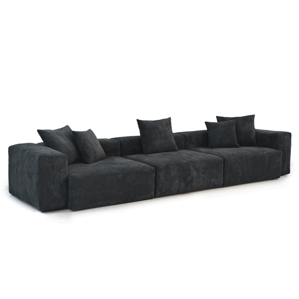Canapé d'angle contemporain en cordouroy 142, modèle Classic Deep Couch
