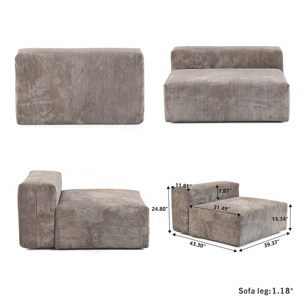 Canapé d'angle contemporain en cordouroy 142, modèle Classic Deep Couch