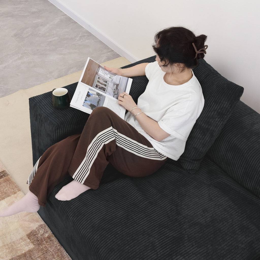 Canapé d'angle contemporain en cordouroy 142, modèle Classic Deep Couch