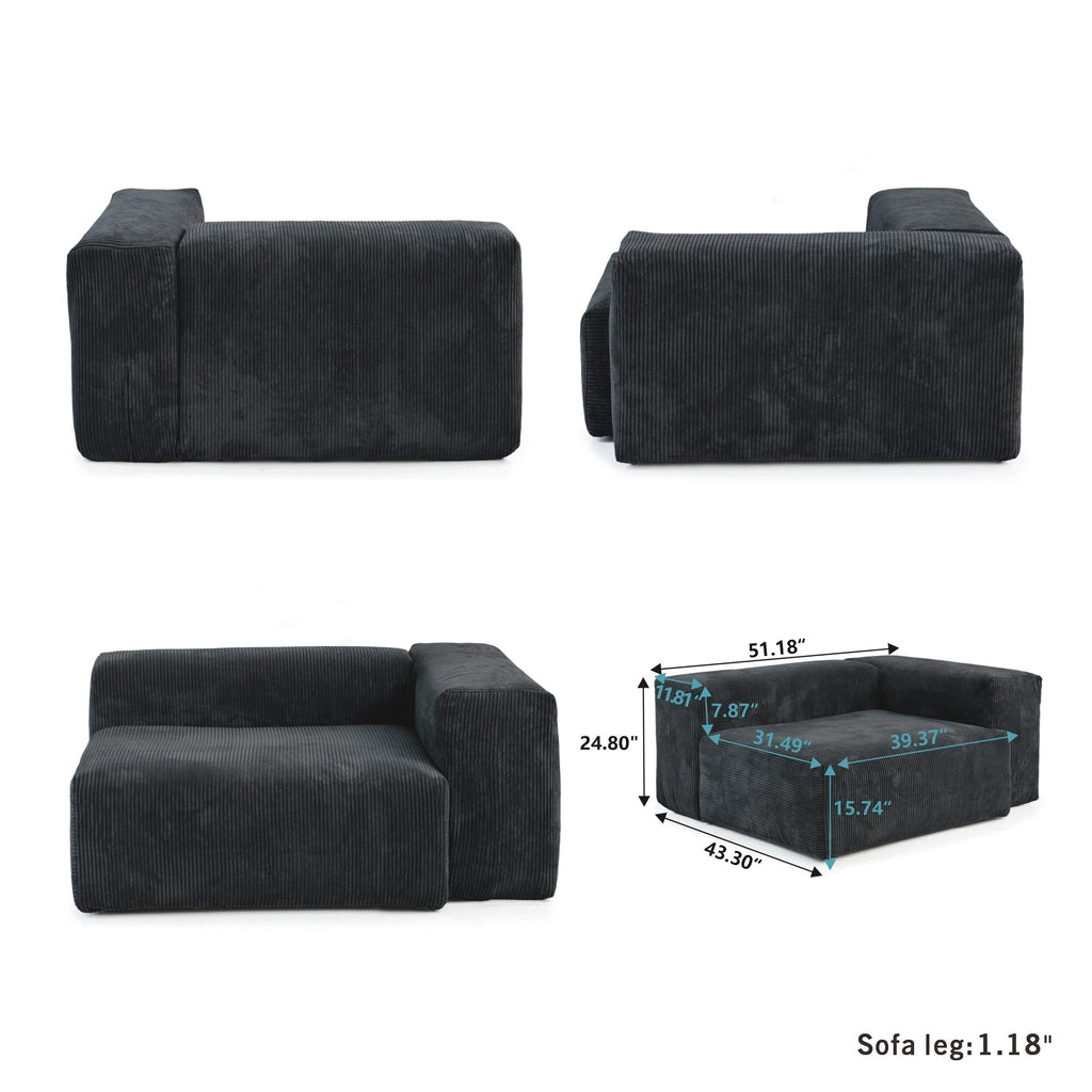 Canapé d'angle contemporain en cordouroy 142, modèle Classic Deep Couch