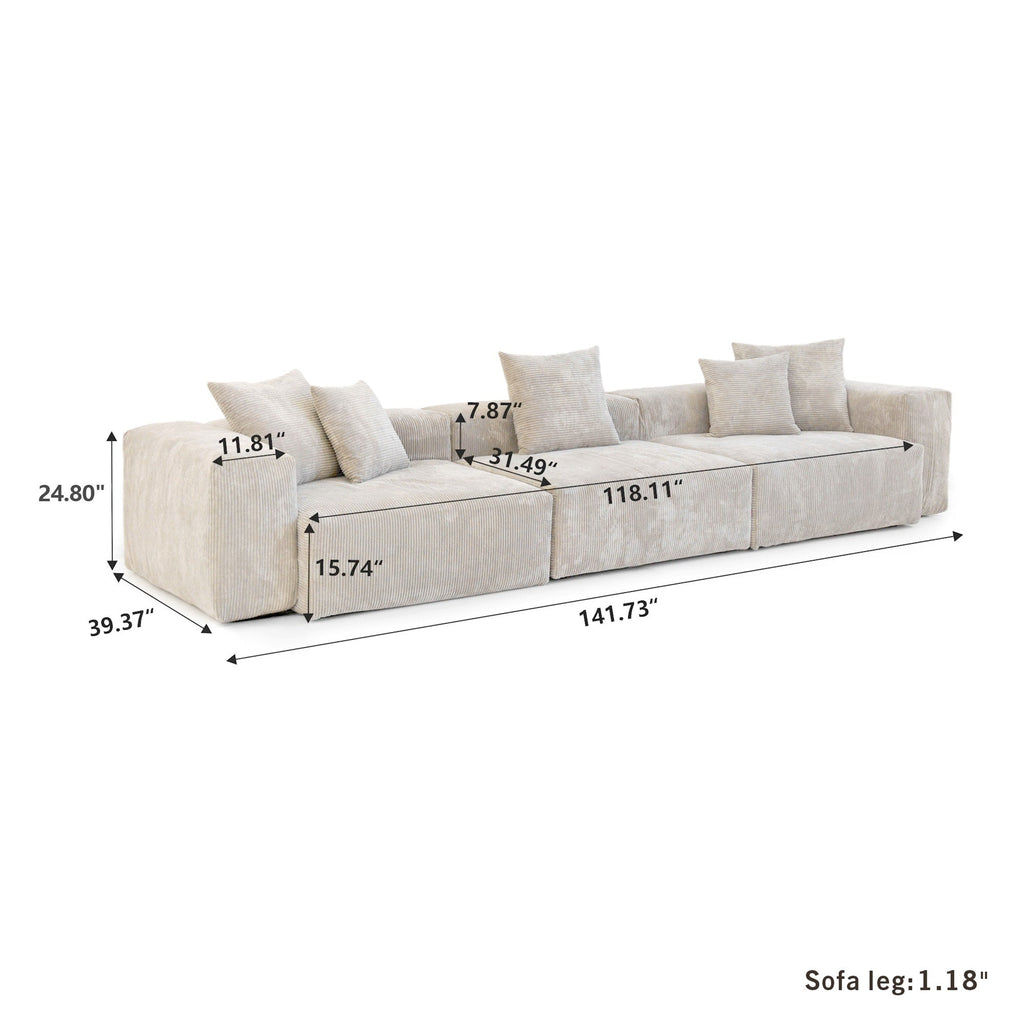 Canapé d'angle contemporain en cordouroy 142, modèle Classic Deep Couch