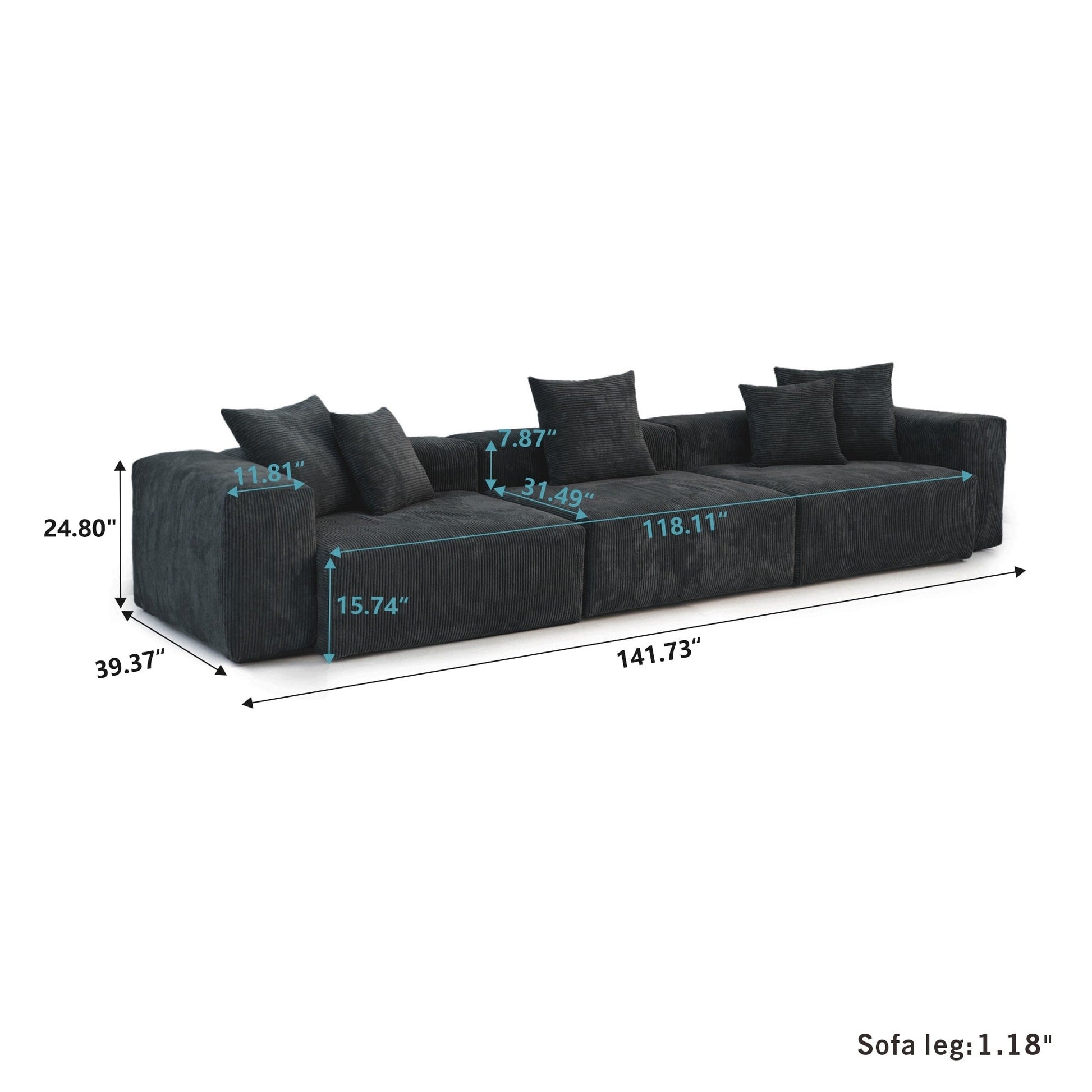 Canapé d'angle contemporain en cordouroy 142, modèle Classic Deep Couch