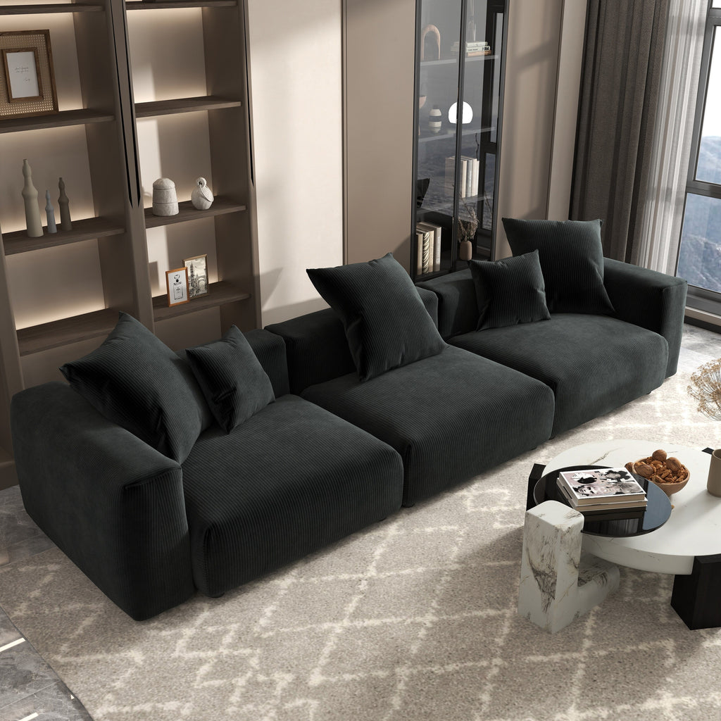 Canapé d'angle contemporain en cordouroy 142, modèle Classic Deep Couch