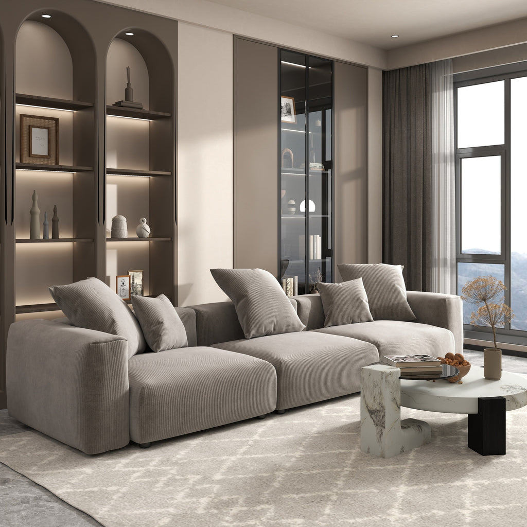 Canapé d'angle contemporain en cordouroy 142, modèle Classic Deep Couch