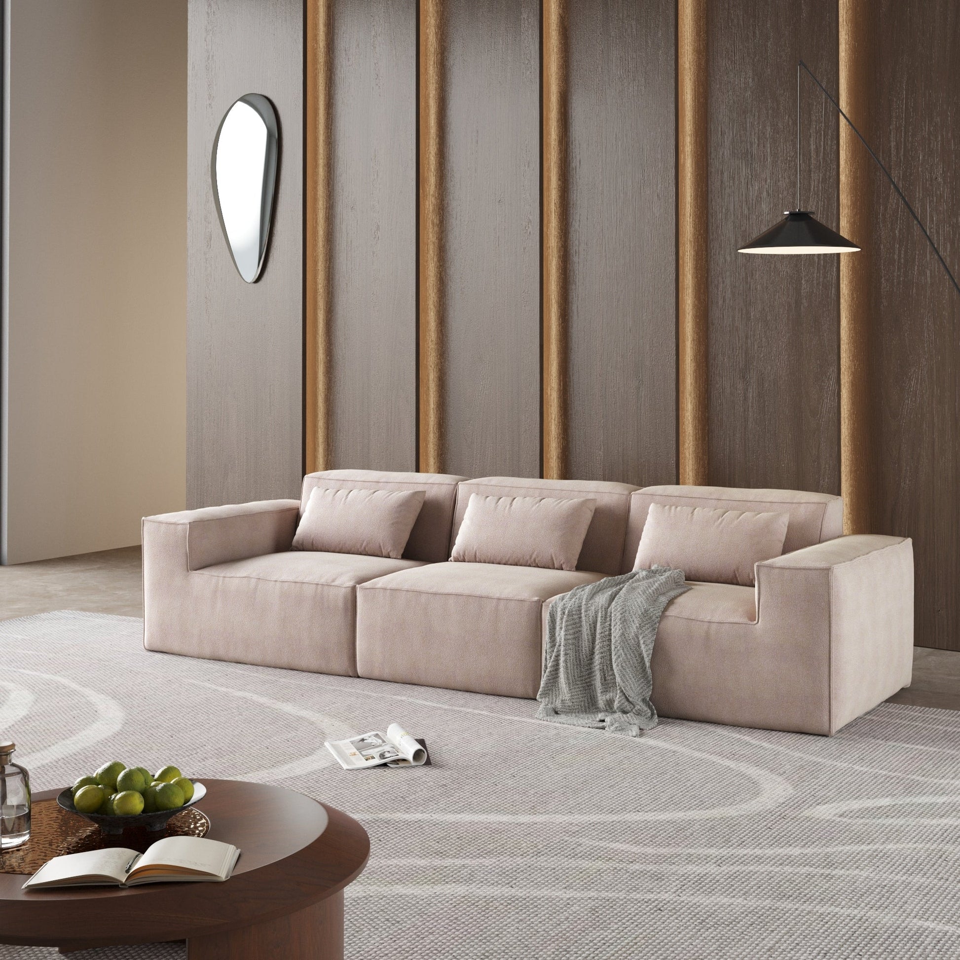 Canapé d'angle Cloud 149, grand canapé modulable 4 places, canapé en velours confortable et moderne, meubles de salon.