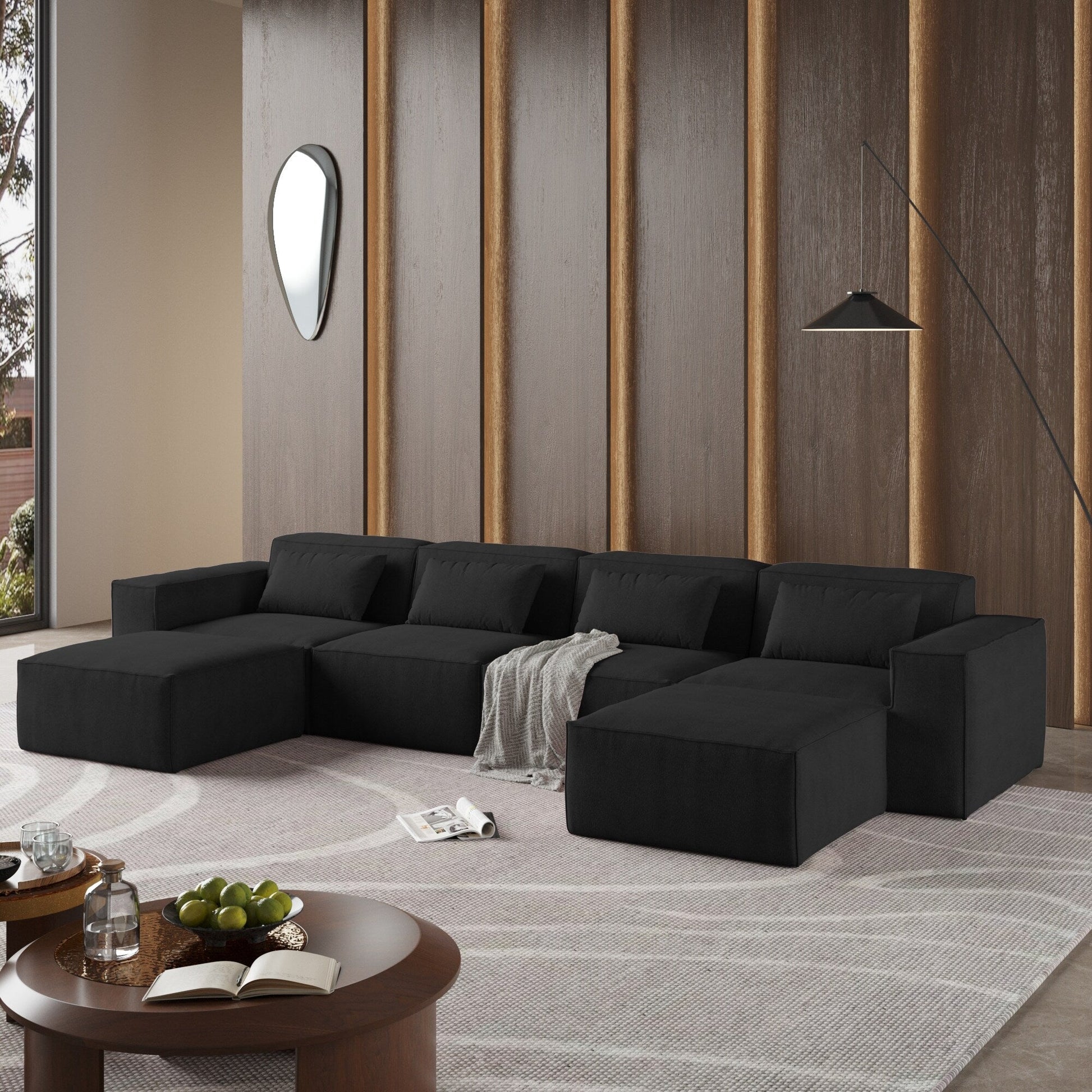 Canapé d'angle modulaire en forme de U 149, canapé-lit rembourré 6 places, combinaison libre.