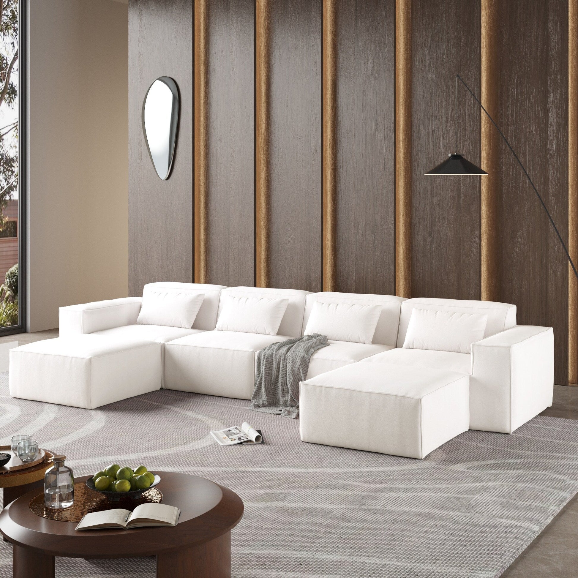 Canapé d'angle modulaire en forme de U 149, canapé-lit rembourré 6 places, combinaison libre.