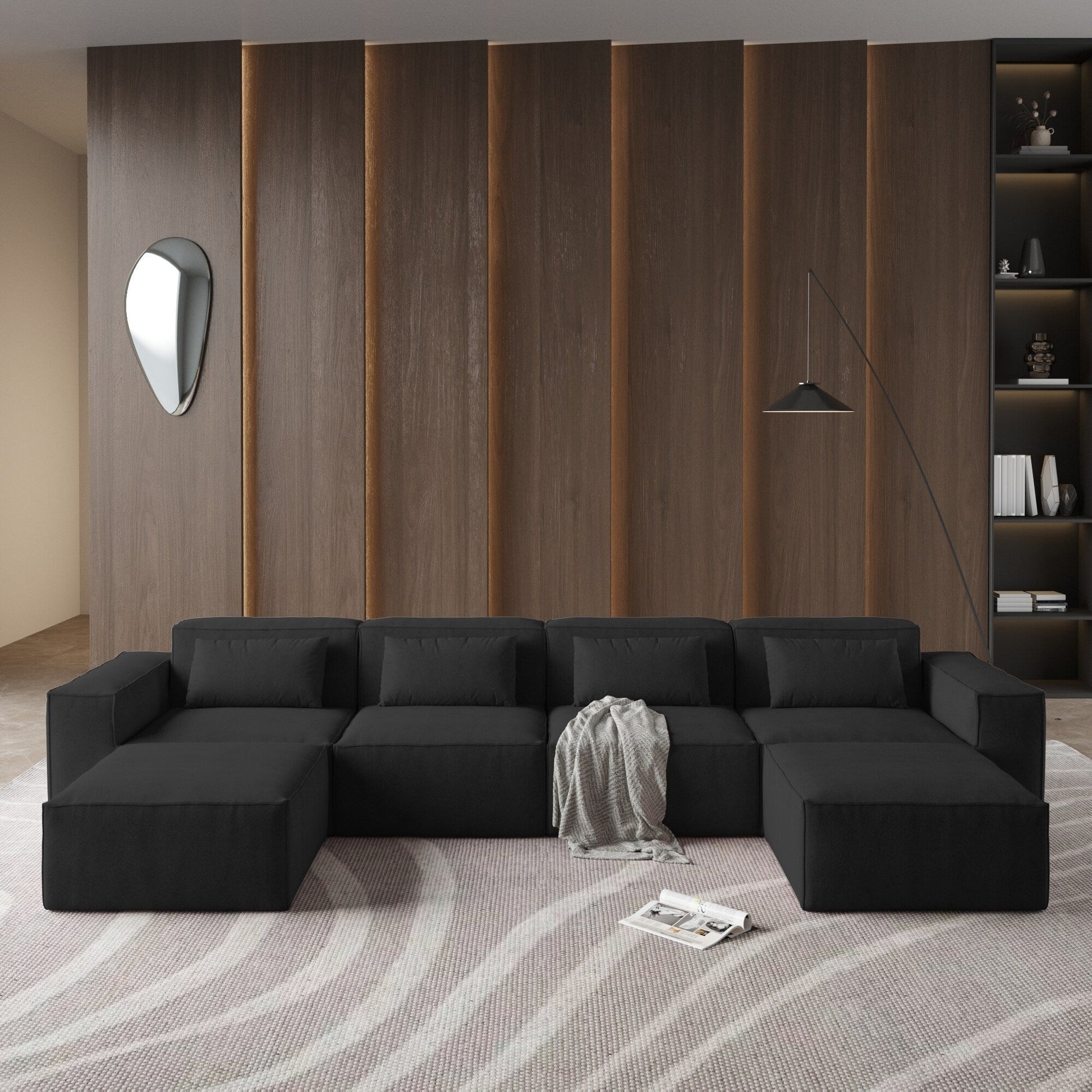 Canapé d'angle modulaire en forme de U 149, canapé-lit rembourré 6 places, combinaison libre.