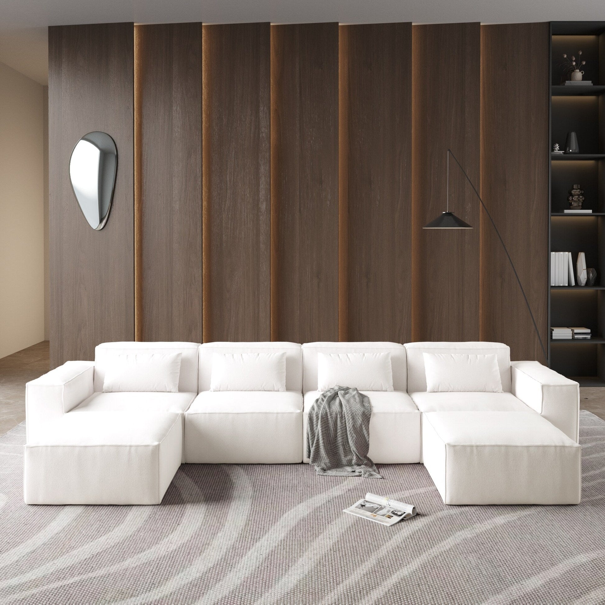 Canapé d'angle modulaire en forme de U 149, canapé-lit rembourré 6 places, combinaison libre.