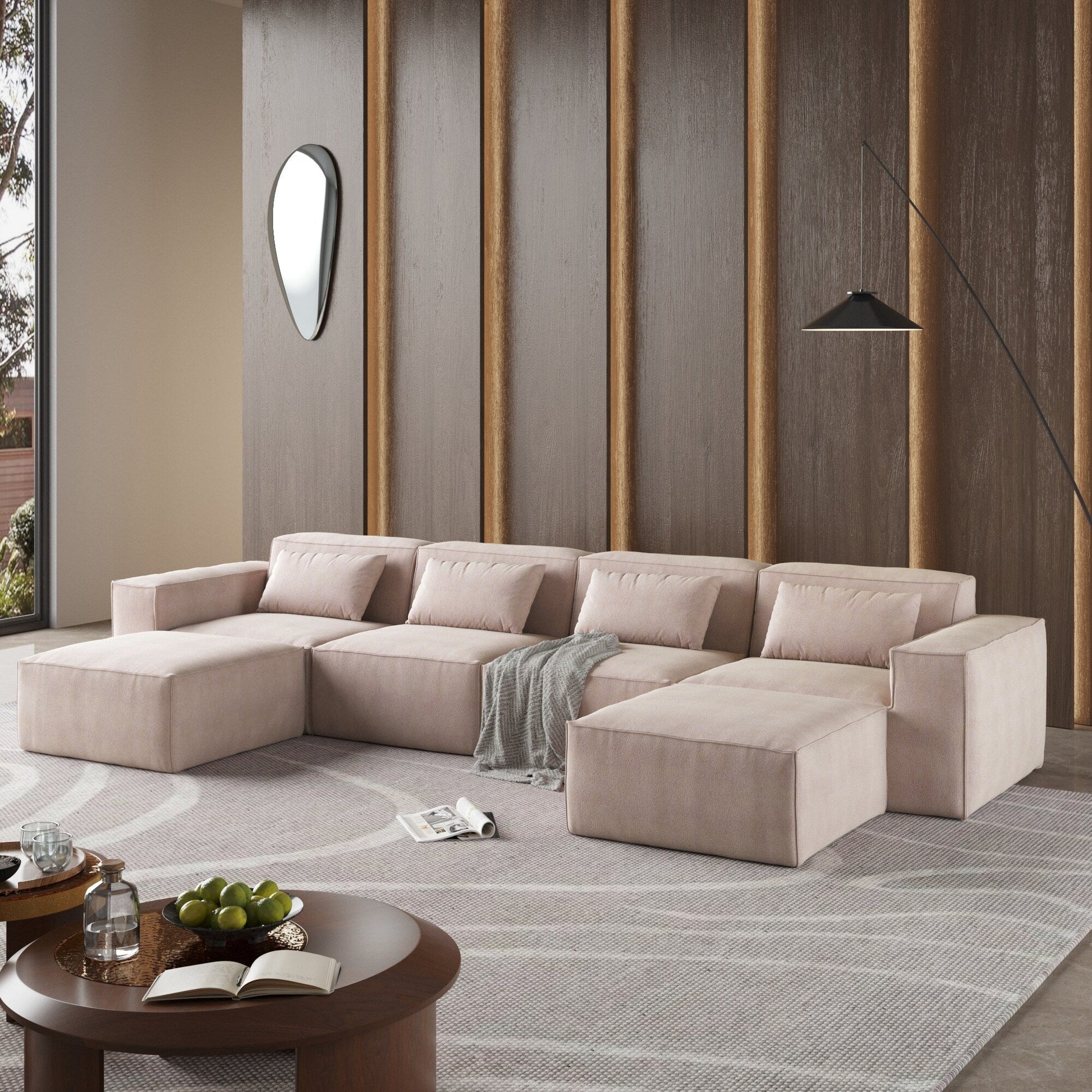 Canapé d'angle modulaire en forme de U 149, canapé-lit rembourré 6 places, combinaison libre.