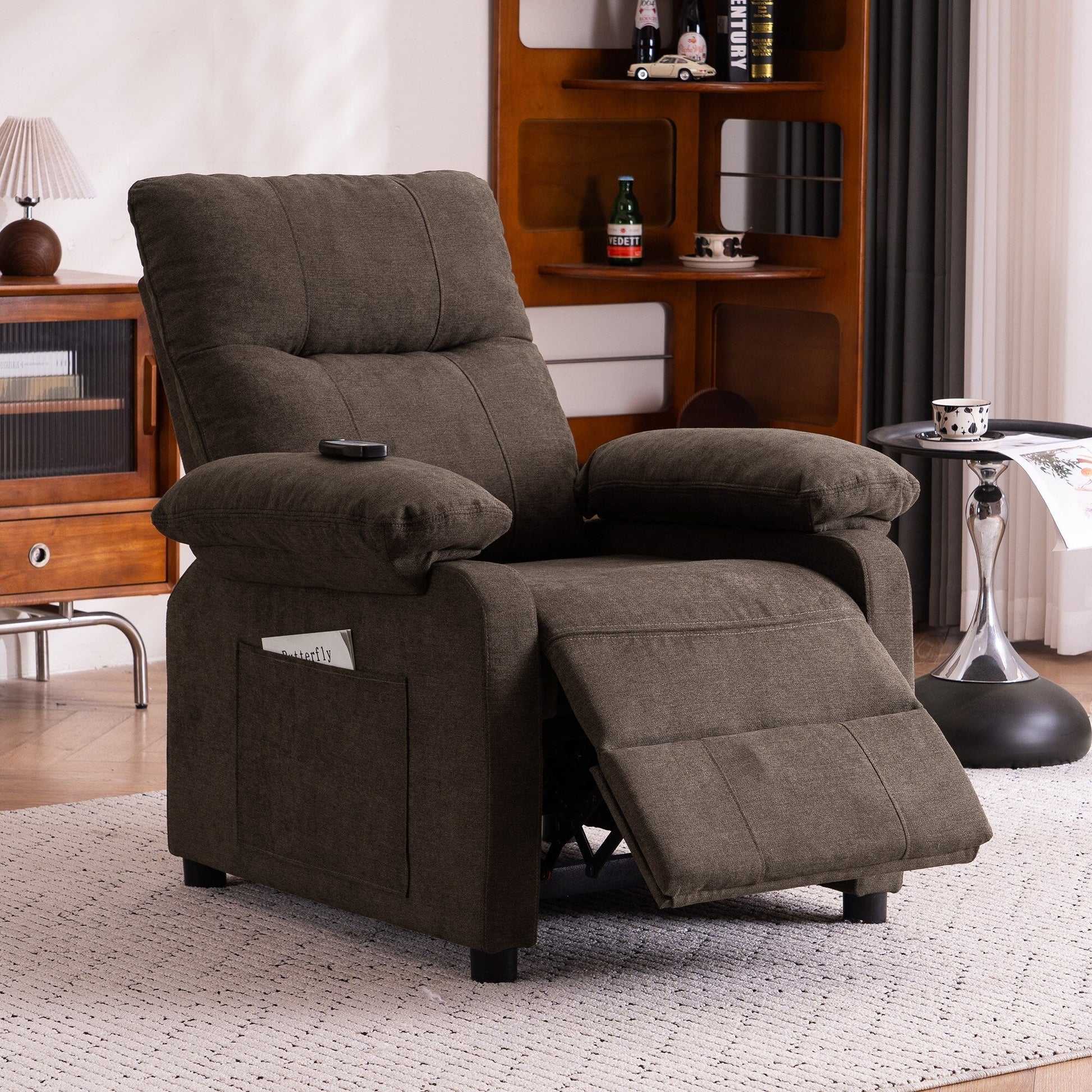 Fauteuil inclinable à 160° pour personnes âgées - Fauteuil inclinable électrique avec massage chauffant à 8 points, tissu chenille doux