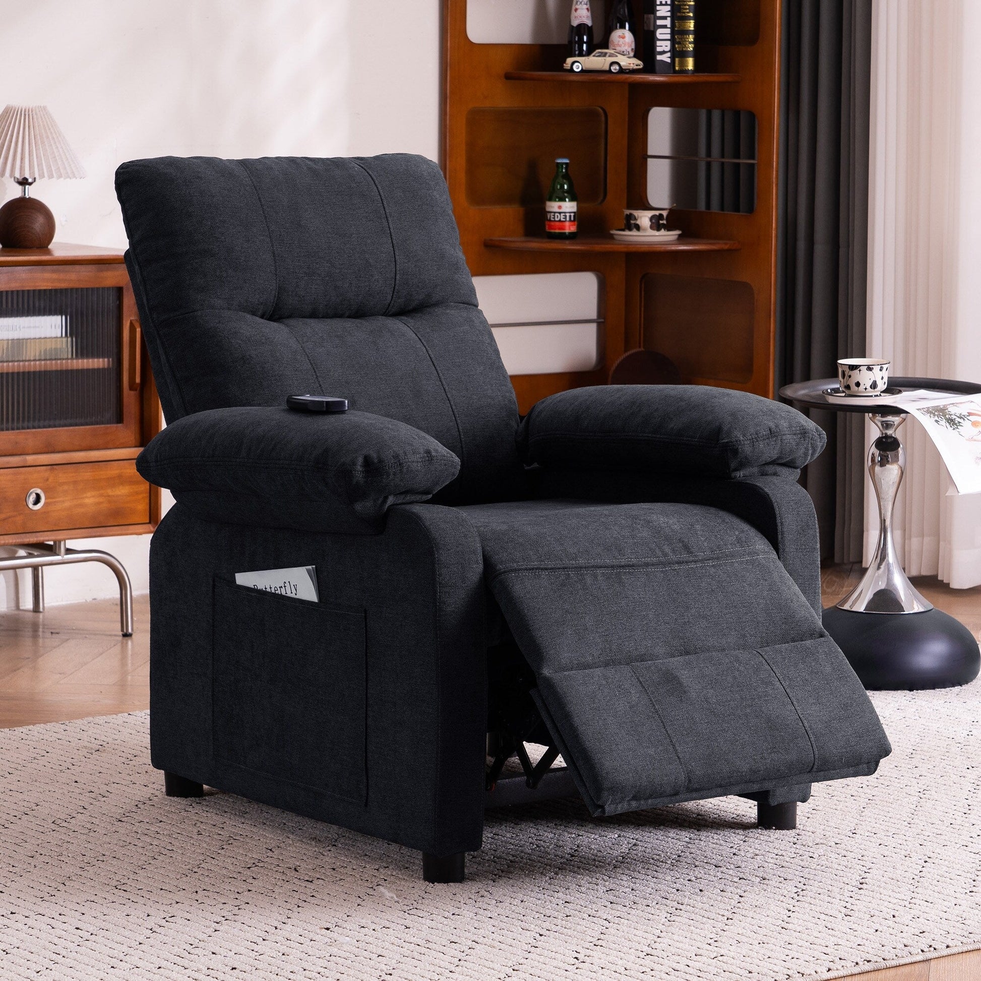 Fauteuil inclinable à 160° pour personnes âgées - Fauteuil inclinable électrique avec massage chauffant à 8 points, tissu chenille doux