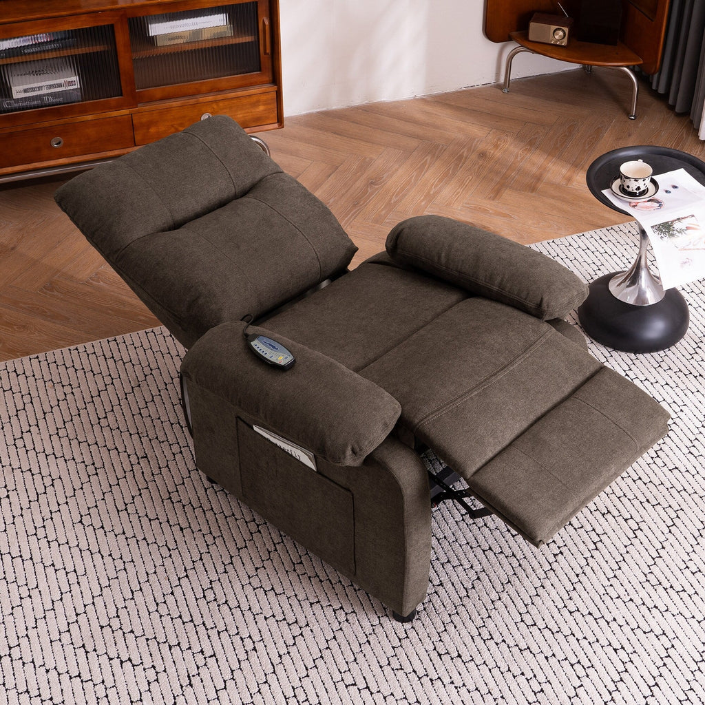 Fauteuil inclinable à 160° pour personnes âgées - Fauteuil inclinable électrique avec massage chauffant à 8 points, tissu chenille doux