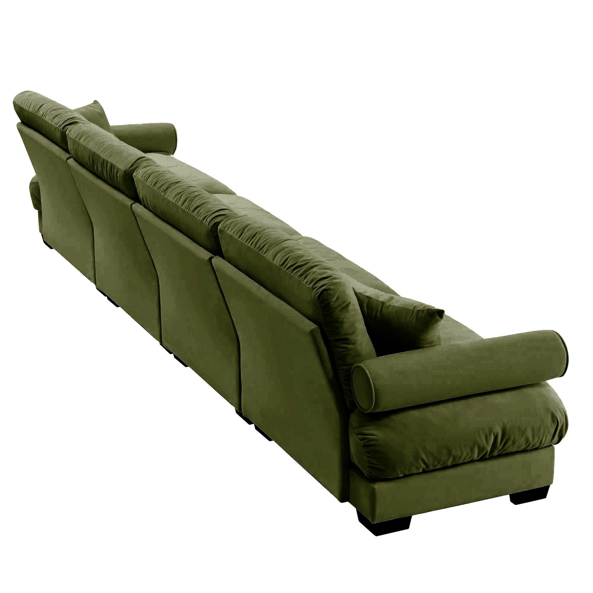 166Velvet 4-Seater Sofa with Bolster Armrests, High-Resilience Sponge Cushions