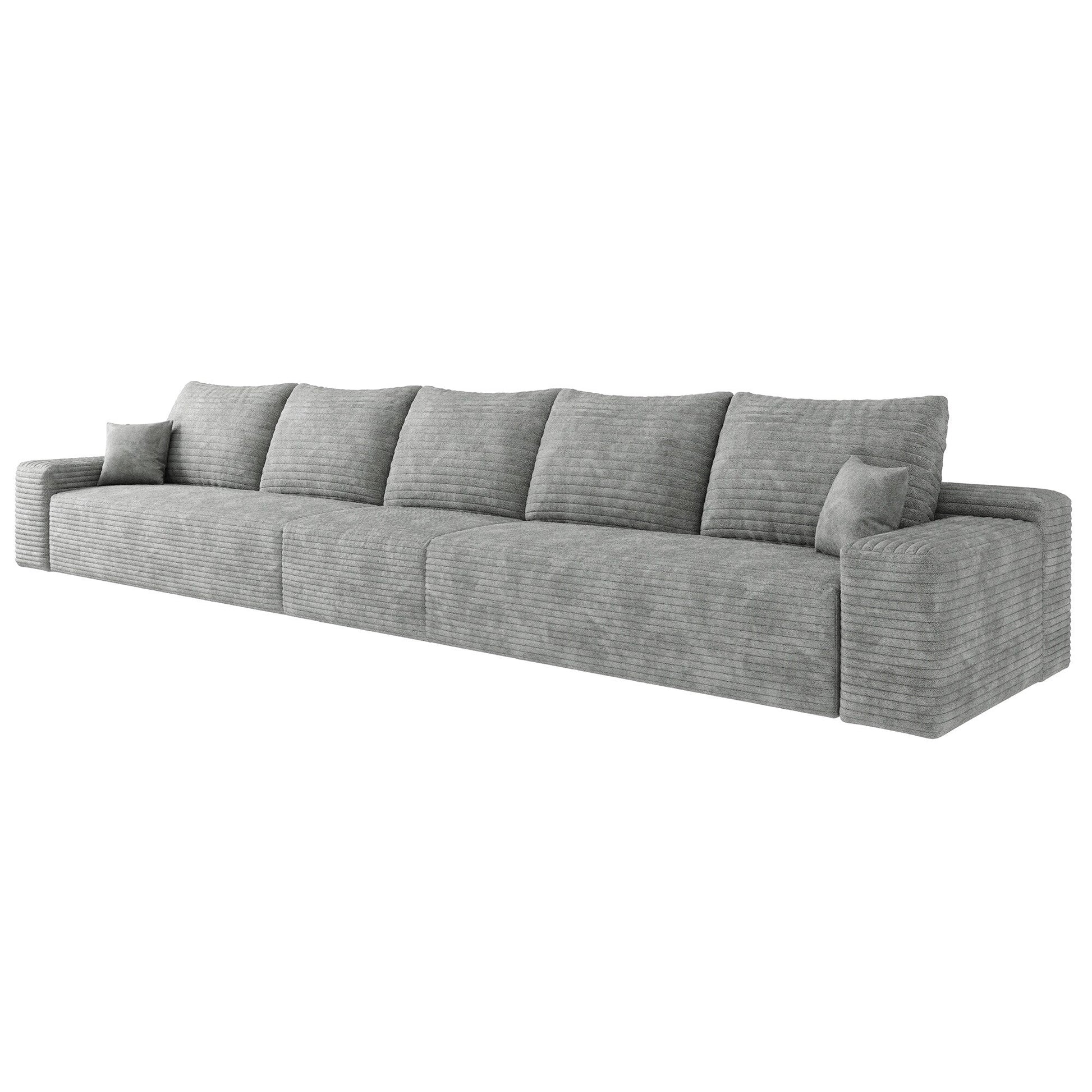 168Foam 6-Seater Sofa - Plush Corduroy Cloud Couch with Recliner and High-Resilience Foam