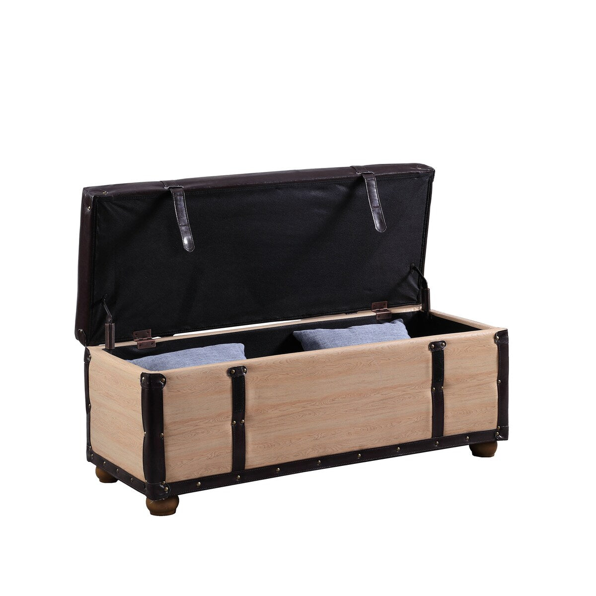 Banc en simili cuir noir et brun clair naturel avec couvercle relevable (17)