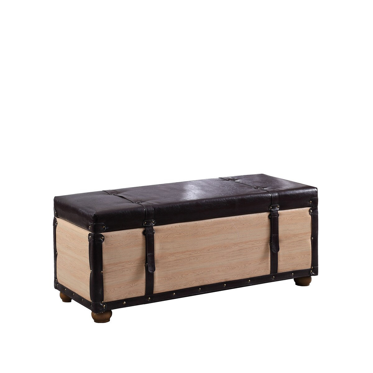 Banc en simili cuir noir et brun clair naturel avec couvercle relevable (17)