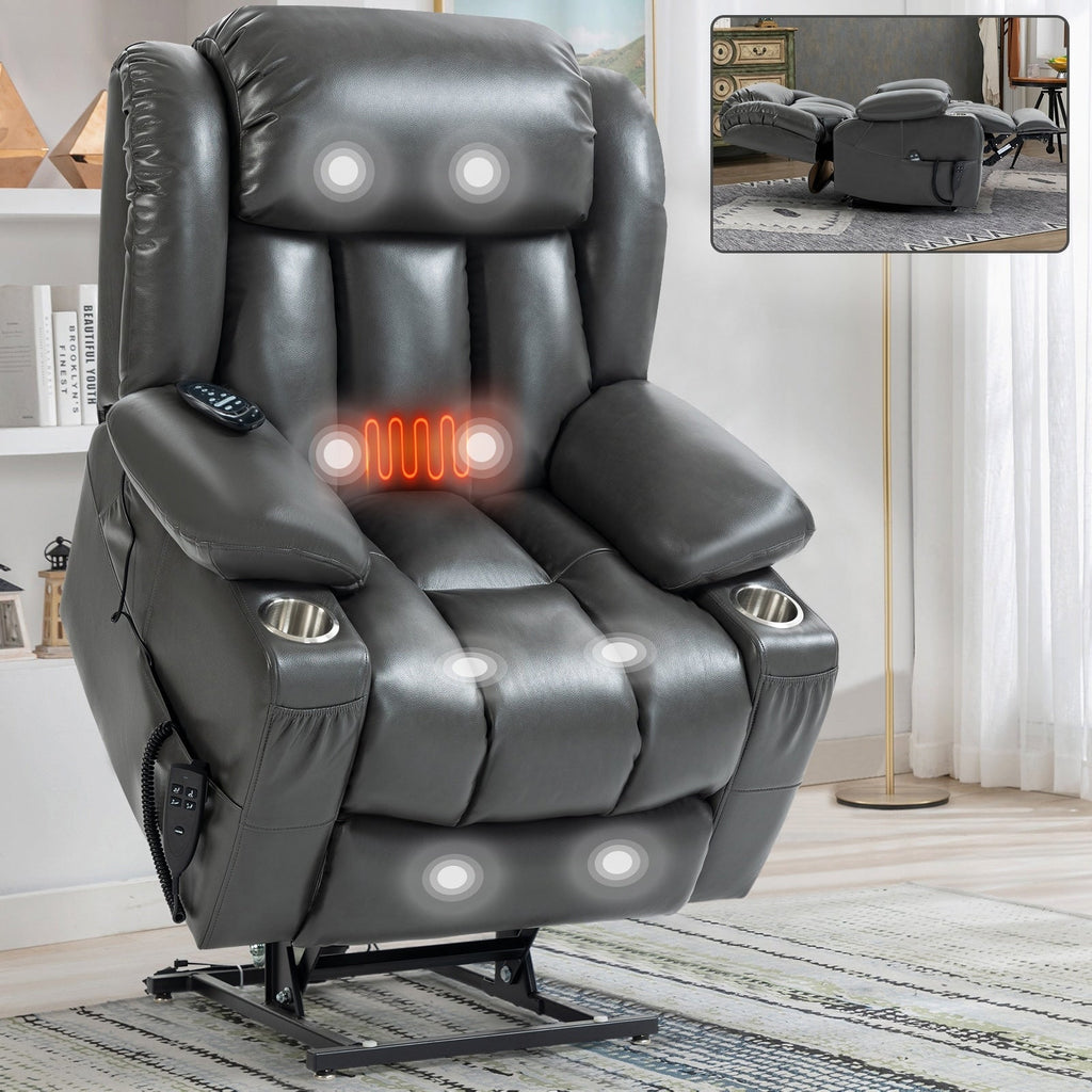 Fauteuil inclinable à levage électrique à 180°, double moteur, porte-gobelets en acier inoxydable