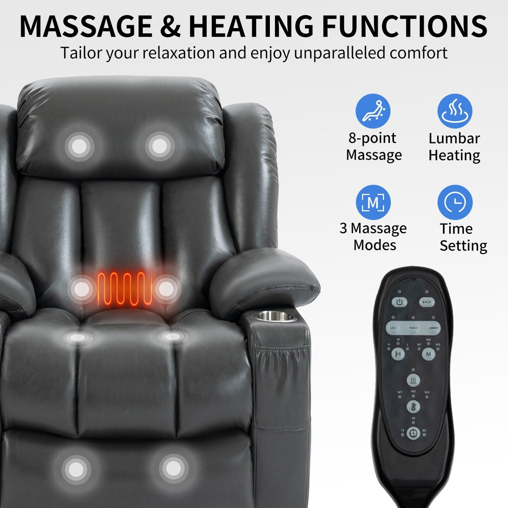 Fauteuil inclinable à levage électrique à 180°, double moteur, porte-gobelets en acier inoxydable