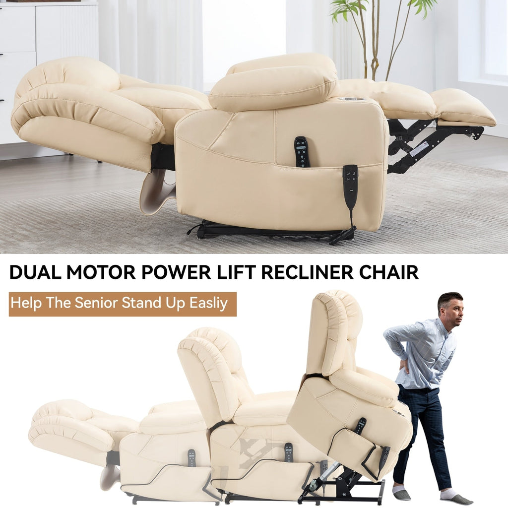 Fauteuil inclinable à levage électrique à 180°, double moteur, porte-gobelets en acier inoxydable