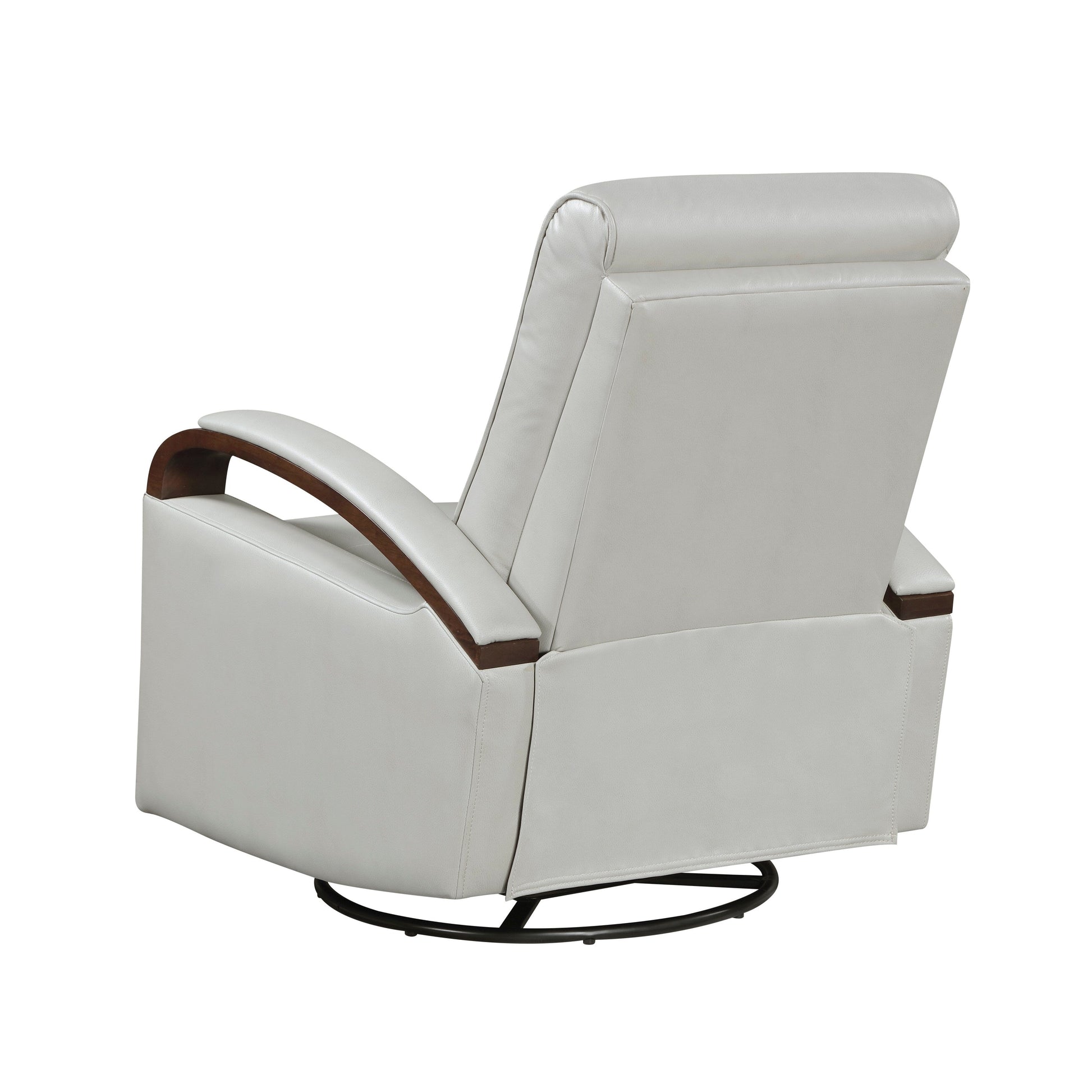 1 Fauteuil inclinable pivotant et basculant, revêtement en simili cuir, accoudoirs en bois de caoutchouc massif, meuble de salon luxueux