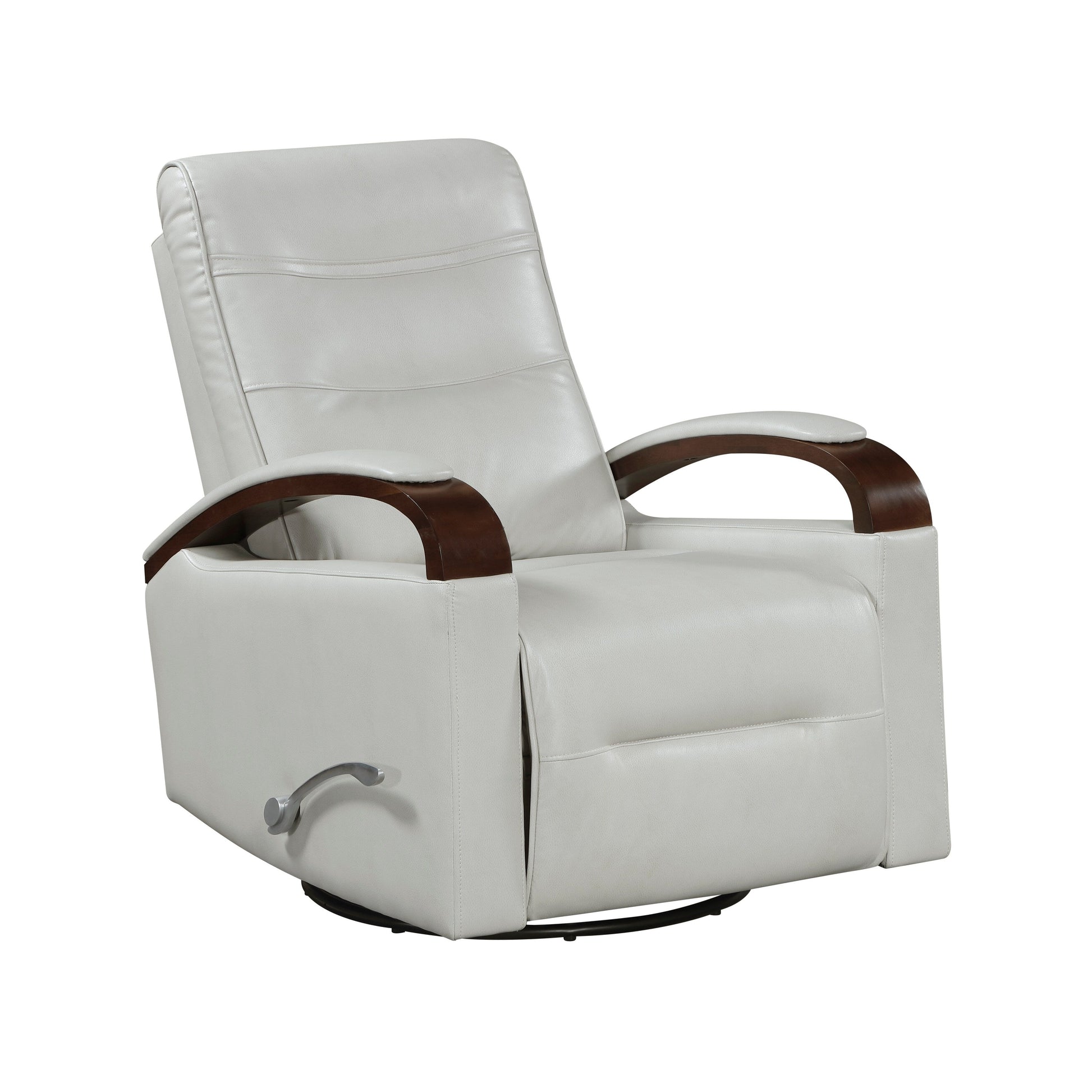 1 Fauteuil inclinable pivotant et basculant, revêtement en simili cuir, accoudoirs en bois de caoutchouc massif, meuble de salon luxueux