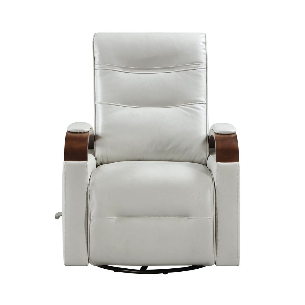 1 Fauteuil inclinable pivotant et basculant, revêtement en simili cuir, accoudoirs en bois de caoutchouc massif, meuble de salon luxueux
