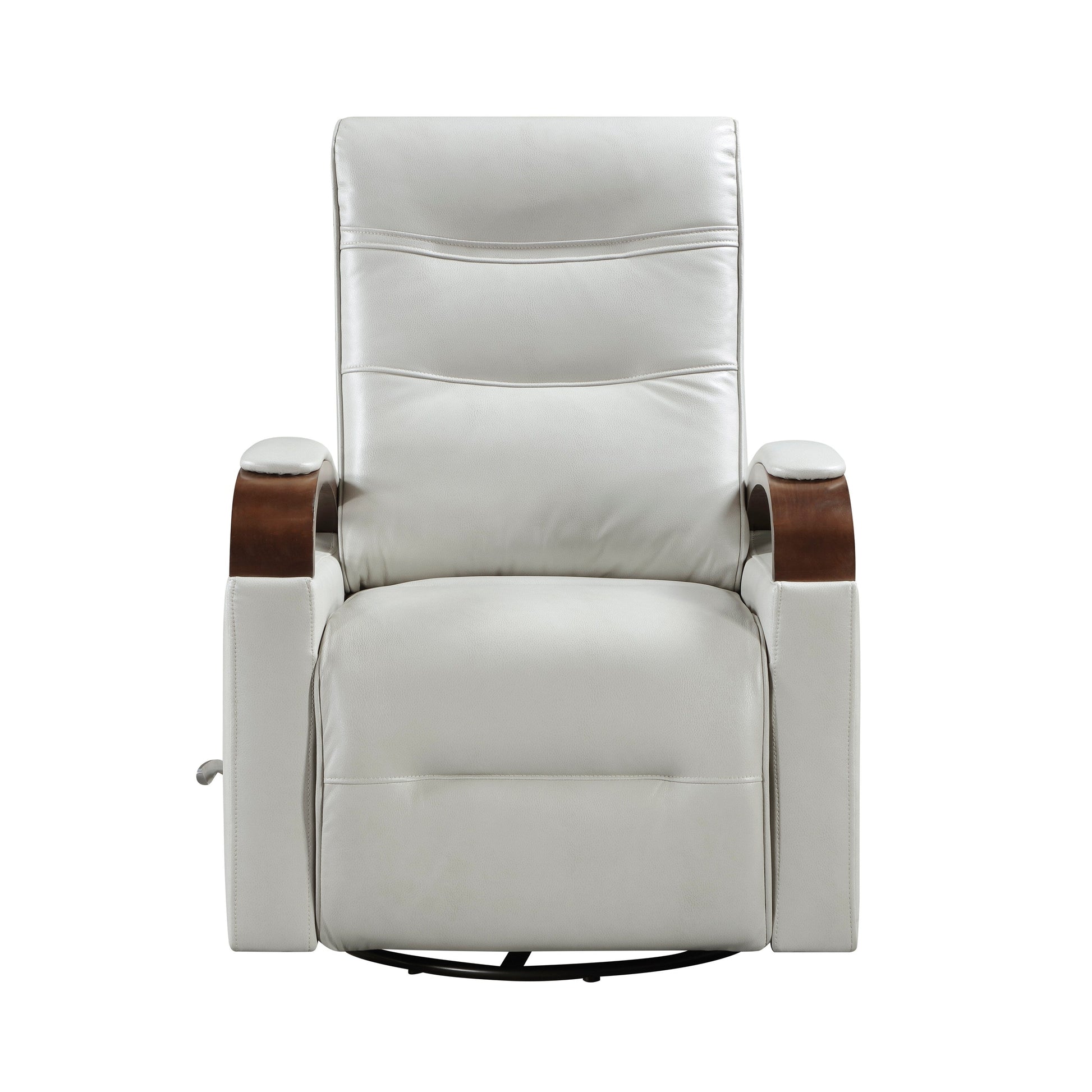 1 Fauteuil inclinable pivotant et basculant, revêtement en simili cuir, accoudoirs en bois de caoutchouc massif, meuble de salon luxueux