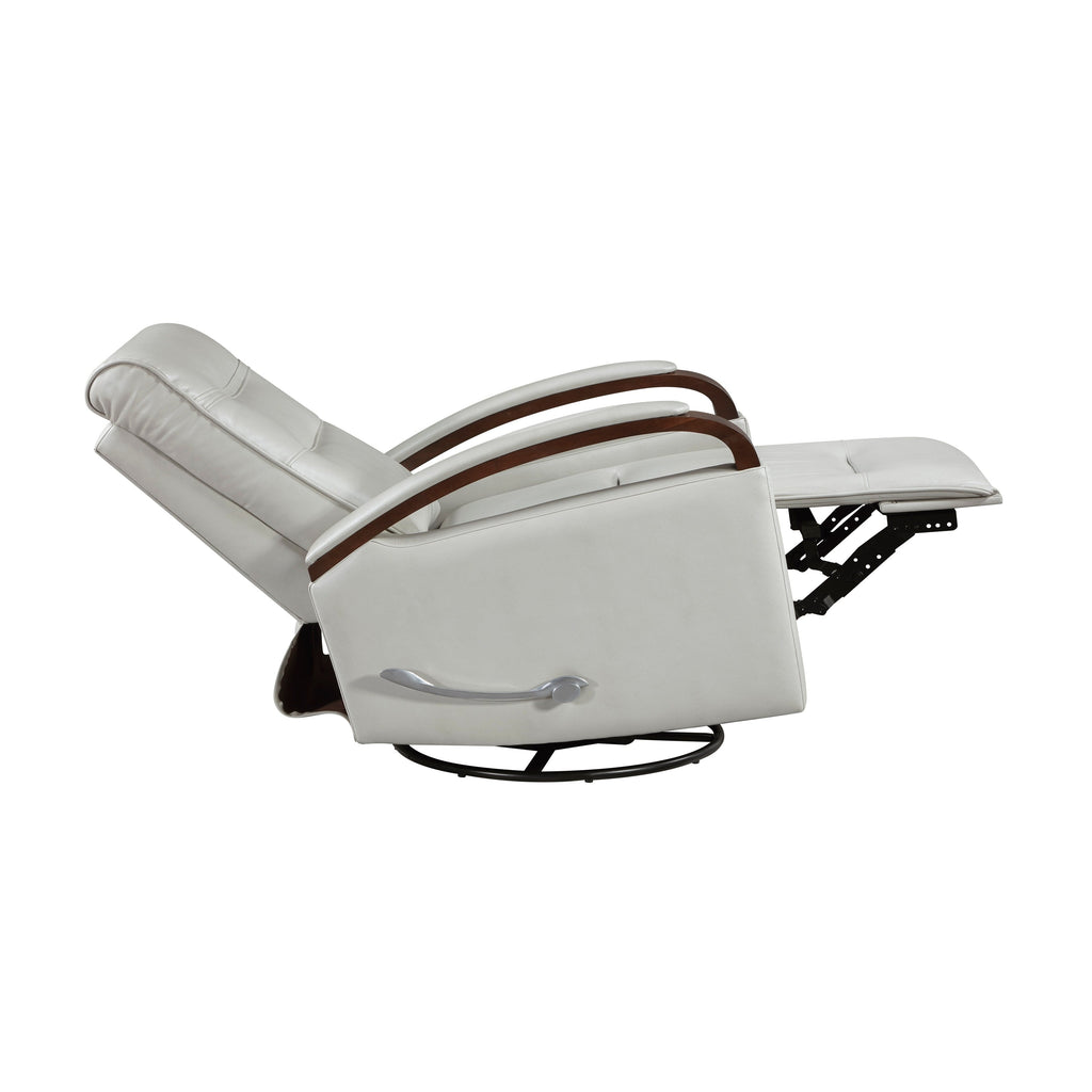 1 Fauteuil inclinable pivotant et basculant, revêtement en simili cuir, accoudoirs en bois de caoutchouc massif, meuble de salon luxueux