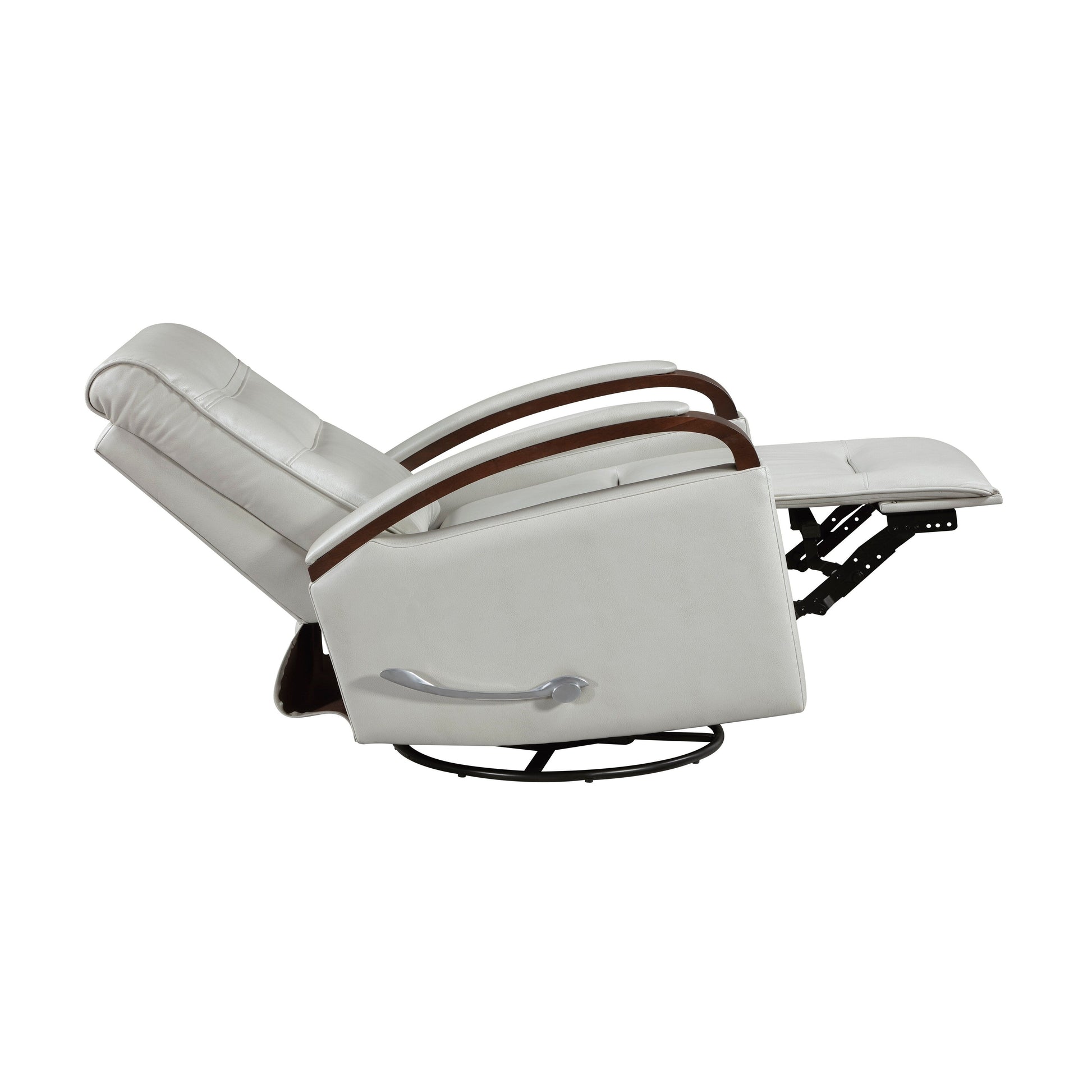 1 Fauteuil inclinable pivotant et basculant, revêtement en simili cuir, accoudoirs en bois de caoutchouc massif, meuble de salon luxueux