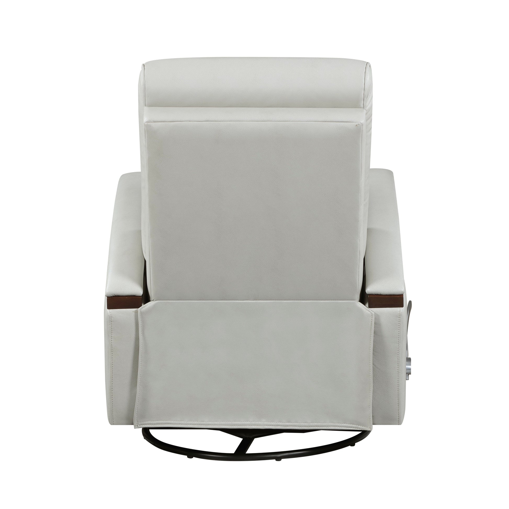 1 Fauteuil inclinable pivotant et basculant, revêtement en simili cuir, accoudoirs en bois de caoutchouc massif, meuble de salon luxueux