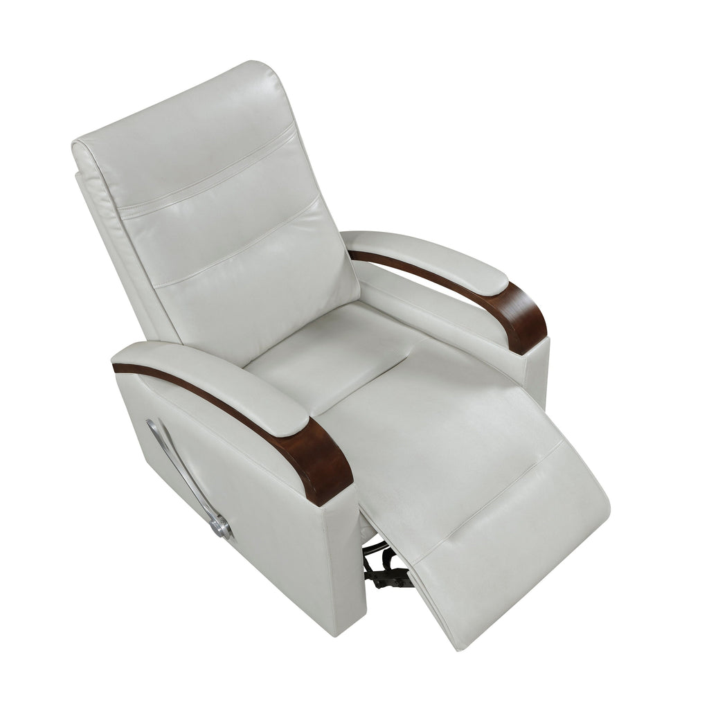 1 Fauteuil inclinable pivotant et basculant, revêtement en simili cuir, accoudoirs en bois de caoutchouc massif, meuble de salon luxueux