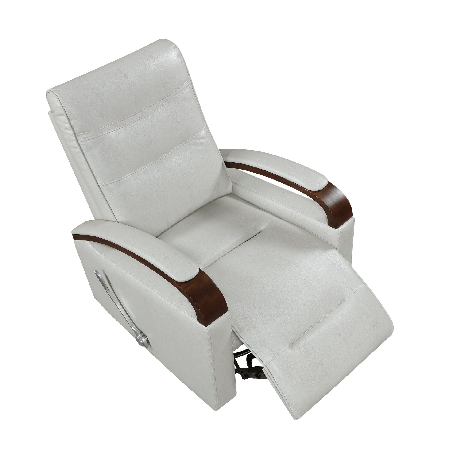 1 Fauteuil inclinable pivotant et basculant, revêtement en simili cuir, accoudoirs en bois de caoutchouc massif, meuble de salon luxueux