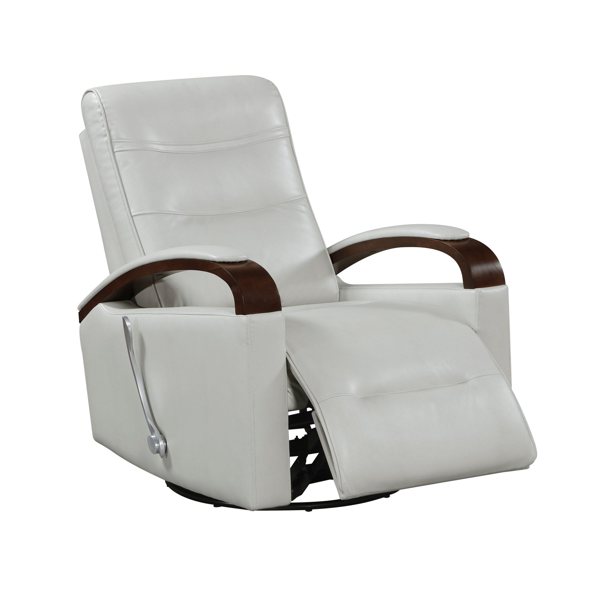 1 Fauteuil inclinable pivotant et basculant, revêtement en simili cuir, accoudoirs en bois de caoutchouc massif, meuble de salon luxueux