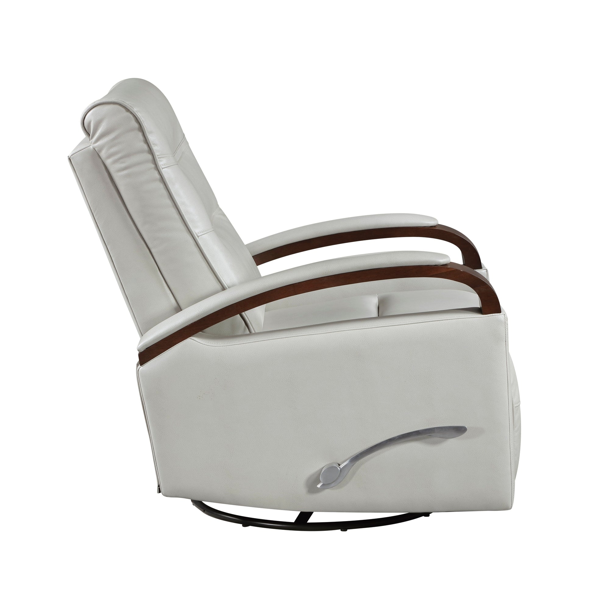 1 Fauteuil inclinable pivotant et basculant, revêtement en simili cuir, accoudoirs en bois de caoutchouc massif, meuble de salon luxueux