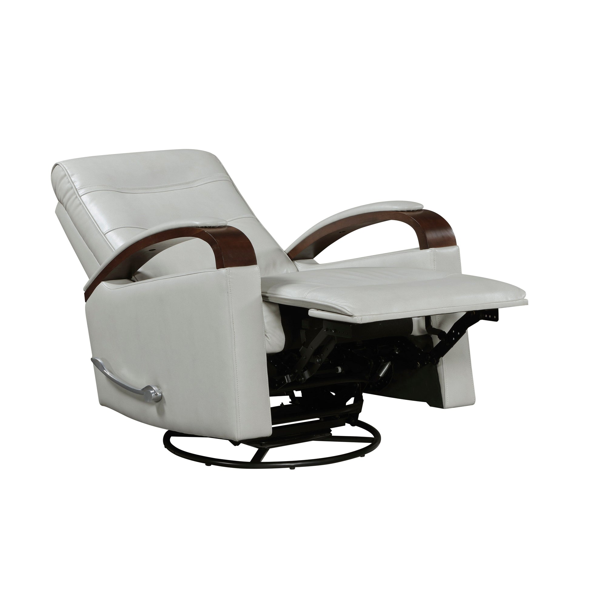 1 Fauteuil inclinable pivotant et basculant, revêtement en simili cuir, accoudoirs en bois de caoutchouc massif, meuble de salon luxueux