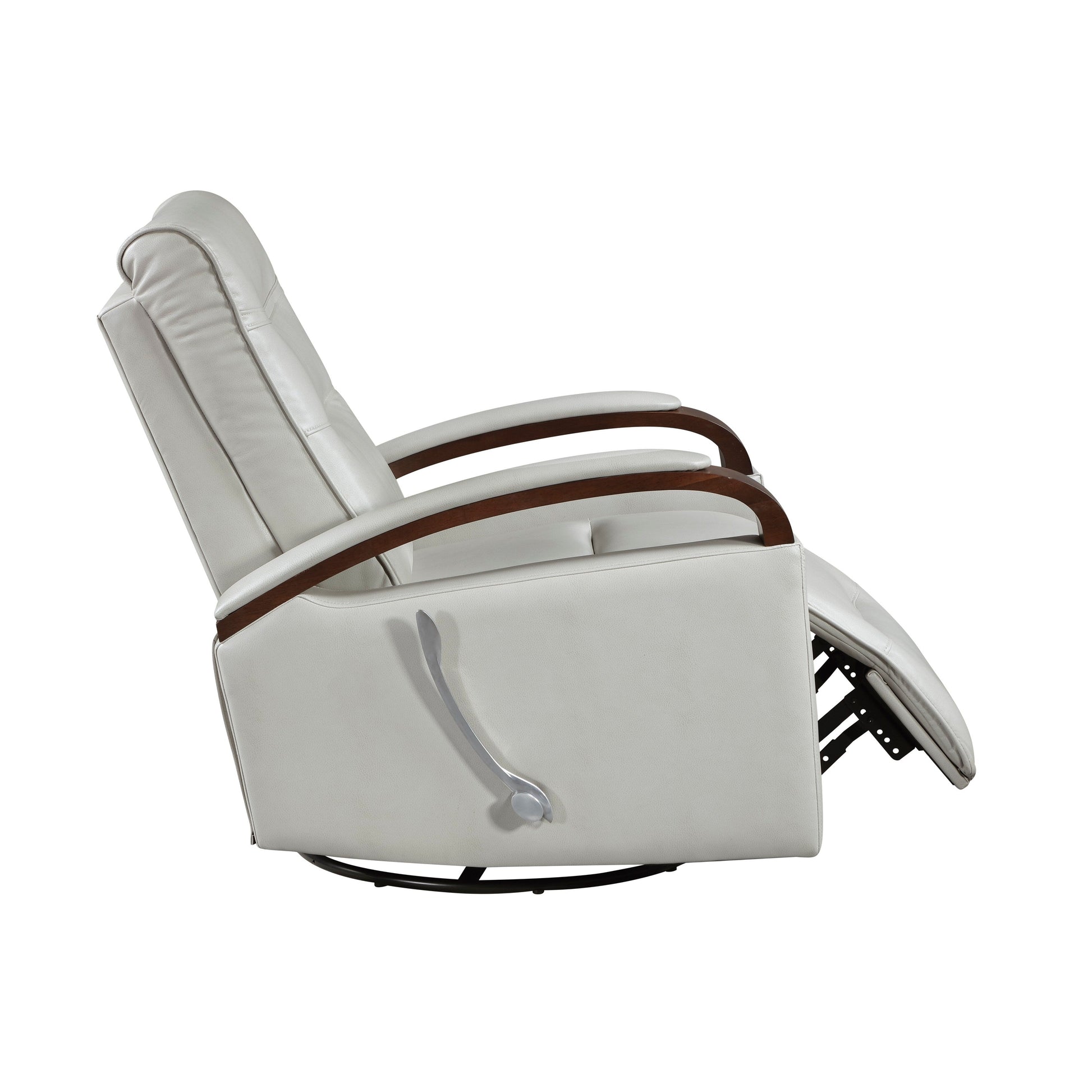 1 Fauteuil inclinable pivotant et basculant, revêtement en simili cuir, accoudoirs en bois de caoutchouc massif, meuble de salon luxueux