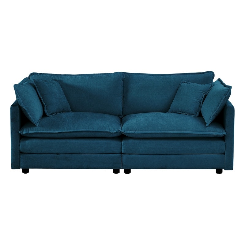 Ensemble 2 pièces, canapé surdimensionné avec assise extra profonde, recouvert de chenille, comprenant un canapé 3 places + un canapé 2 places.