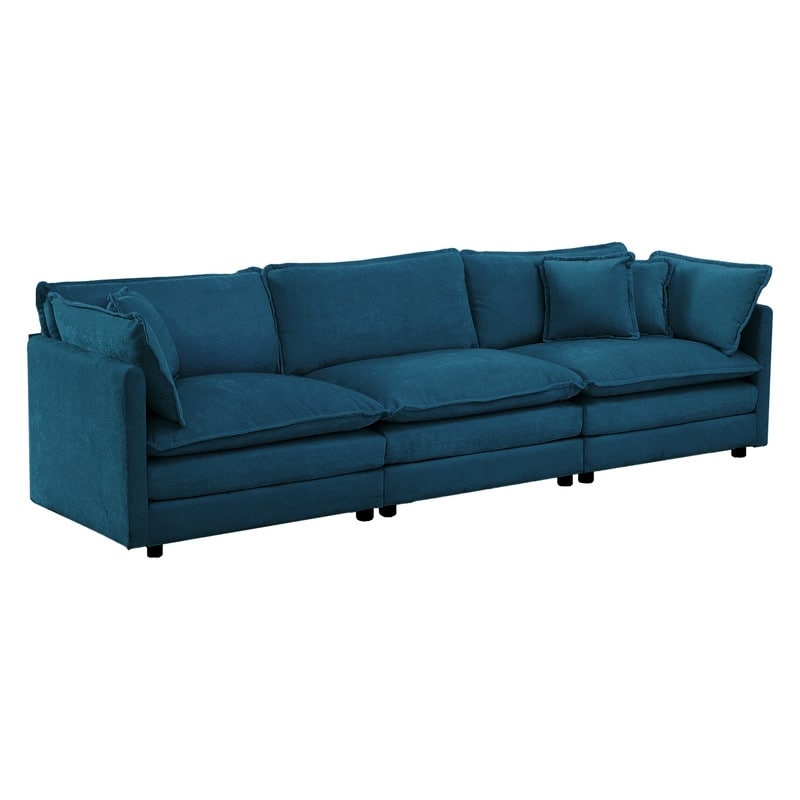 Ensemble 2 pièces, canapé surdimensionné avec assise extra profonde, recouvert de chenille, comprenant un canapé 3 places + un canapé 2 places.