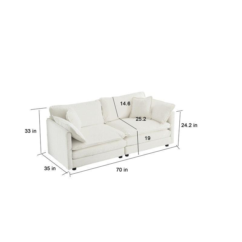 Ensemble 2 pièces, canapé surdimensionné avec assise extra profonde, recouvert de chenille, comprenant un canapé 3 places + un canapé 2 places.