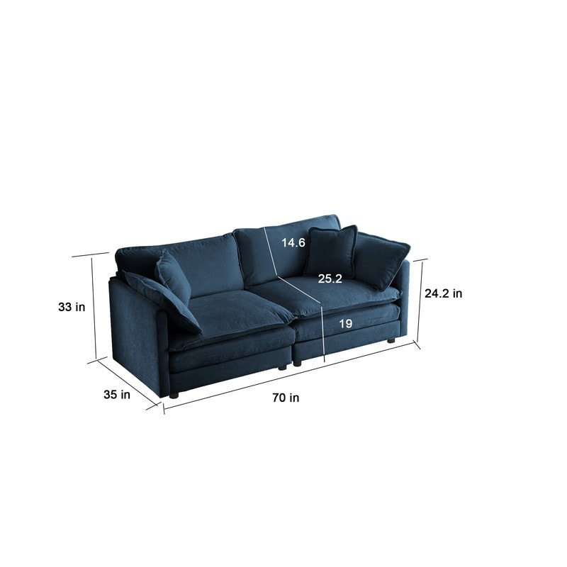 Ensemble 2 pièces, canapé surdimensionné avec assise extra profonde, recouvert de chenille, comprenant un canapé 3 places + un canapé 2 places.