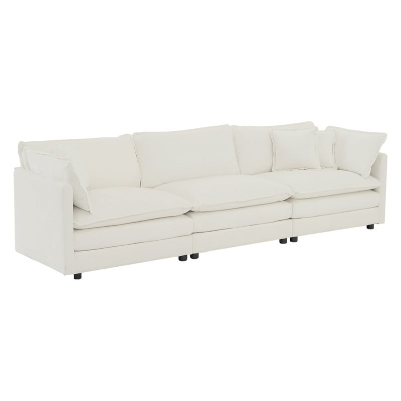 Ensemble 2 pièces, canapé surdimensionné avec assise extra profonde, recouvert de chenille, comprenant un canapé 3 places + un canapé 2 places.
