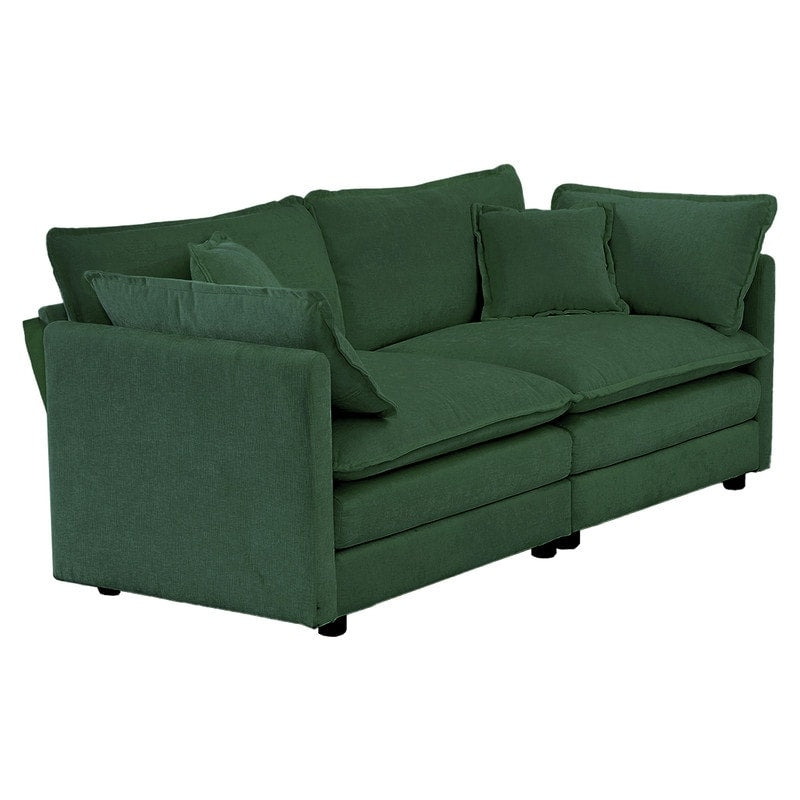 Ensemble 2 pièces, canapé surdimensionné avec assise extra profonde, recouvert de chenille, comprenant un canapé 3 places + un canapé 2 places.