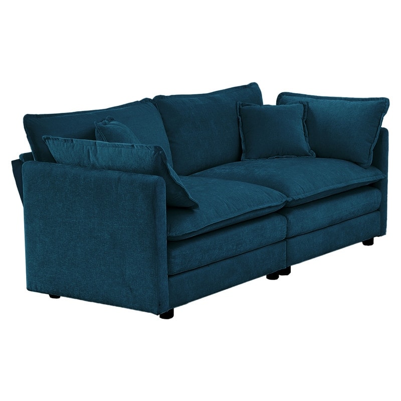Ensemble 2 pièces, canapé surdimensionné avec assise extra profonde, recouvert de chenille, comprenant un canapé 3 places + un canapé 2 places.