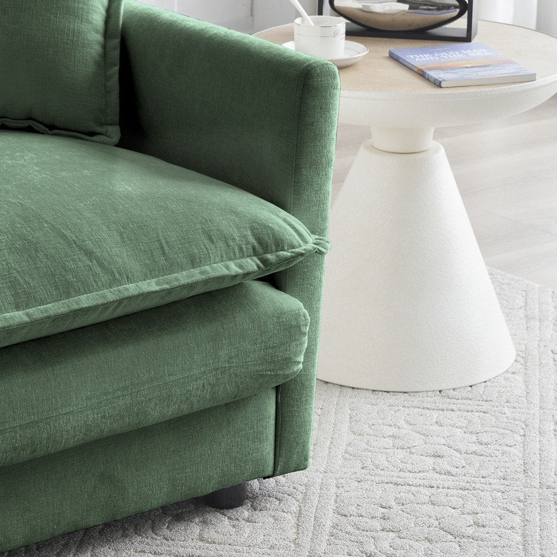 Ensemble 2 pièces, canapé surdimensionné avec assise extra profonde, recouvert de chenille, comprenant un canapé 3 places + un canapé 2 places.
