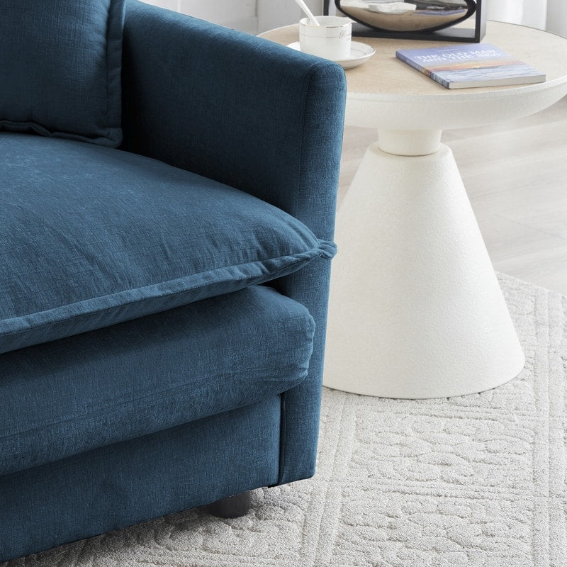 Ensemble 2 pièces, canapé surdimensionné avec assise extra profonde, recouvert de chenille, comprenant un canapé 3 places + un canapé 2 places.