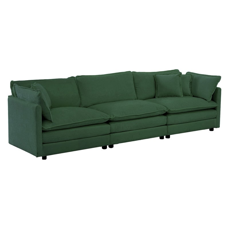 Ensemble 2 pièces, canapé surdimensionné avec assise extra profonde, recouvert de chenille, comprenant un canapé 3 places + un canapé 2 places.