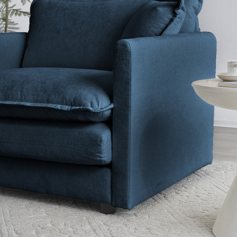 Ensemble 2 pièces, canapé surdimensionné avec assise extra profonde, recouvert de chenille, comprenant un canapé 3 places + un canapé 2 places.