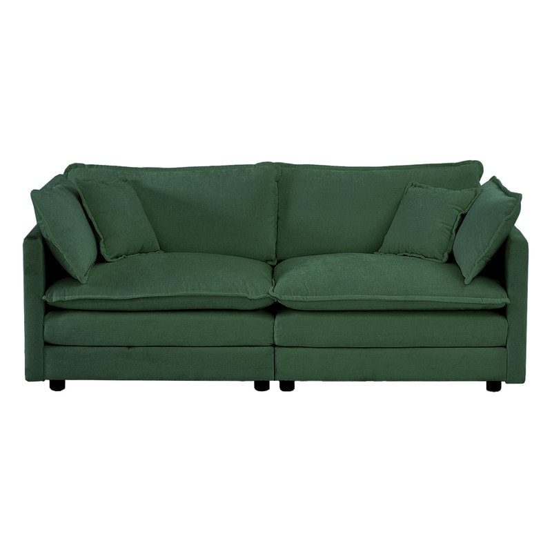 Ensemble 2 pièces, canapé surdimensionné avec assise extra profonde, recouvert de chenille, comprenant un canapé 3 places + un canapé 2 places.