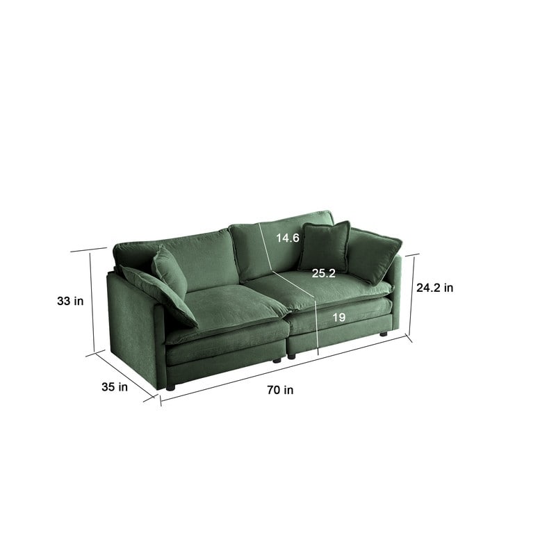 Ensemble 2 pièces, canapé surdimensionné avec assise extra profonde, recouvert de chenille, comprenant un canapé 3 places + un canapé 2 places.